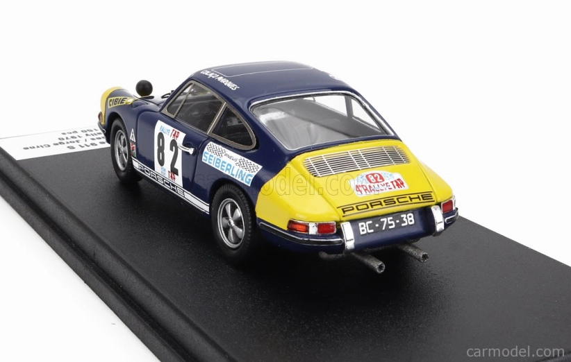 Trofeu Porsche 911s Coupe N 82 Tap Rally 1970 Colaco Marques - Jorge Cirne 1:43 Modrá Žlutá