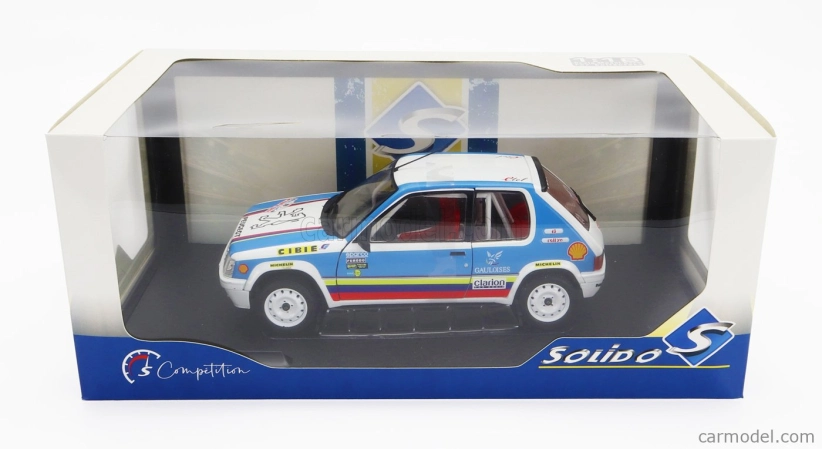Solido Peugeot 205 1.9 Rally Schwab Collection 1990 1:18 Světle Modrá