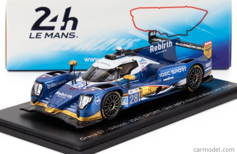 Spark-model Oreca 07 Gibson Gk428 4.2l V8 Team Idec Sport N 28 3. Lmp2 Trieda 24h Le Mans 2024 Paul Lafargue - Reshad De Gerus - Job Van Uitert 1:43 Modrá biela