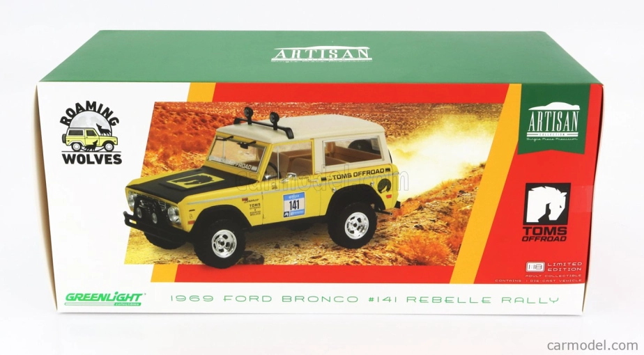 Greenlight Ford usa Bronco N 141 Rally Rebelle 1969 1:18 Žlutá Černá Bílá
