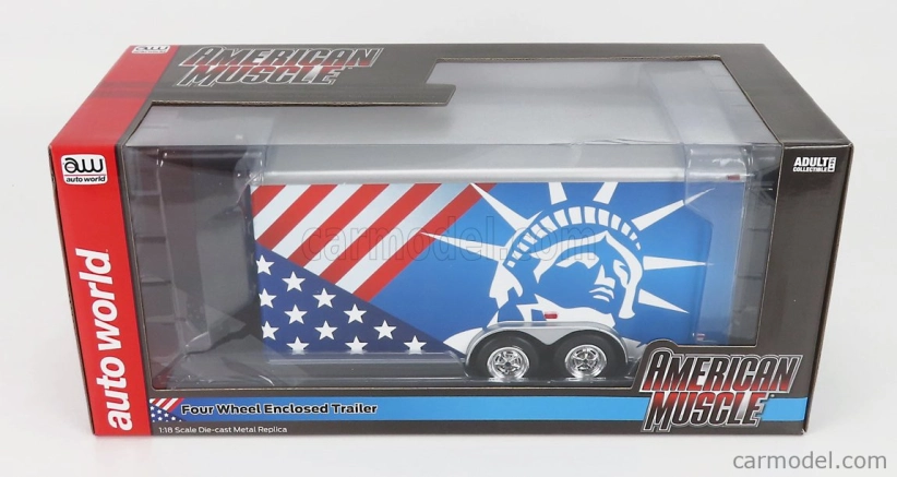 Autoworld Accessories Car Transporter Trailer 2000 1:18 Červená Bílá Modrá
