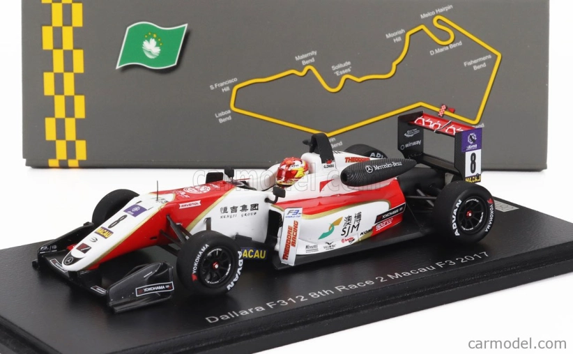 Spark-model Dallara F312 N 8 Macau F3 Race 2 2017 Guanyu Zhou 1:43 Biela červená