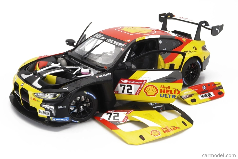 Minichamps BMW radu 4 M4 Gt3 Team Bmw Junior N 72 24h Nurburgring 2023 Dan Harper - Max Hesse - Neil Verhagen 1:18 čierna žltá červená