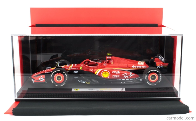 Bbr-models Ferrari F1 Sf-24 Team Scuderia Ferrari N 55 Winner Australian Gp 2024 Carlos Sainz - Con Vetrina - With Showcase 1:18 Červená Černá