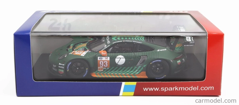 Spark-model Porsche 911 991 Rsr-19 4.2l Team Proton Competition N 93 24h Le Mans 2022 Michael Fassbender - Matt Campbell - Zacharie Robichon 1:43 Zelená Černá