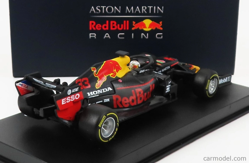 Bburago Red bull F1 Rb16 Honda Team Aston Martin N 33 Winner Abu Dhabi GP 2020 Max Verstappen - Con Pilot E Vetrina - With Pilot And Showcase 1:43 Matte Blue Yellow Red