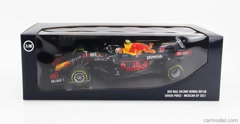Minichamps Red bull F1  Rb16b Honda Ra620h Team Red Bull Racing N 11 3rd Mexico Gp 2021 Sergio Perez 1:18 Matná Modrá Žlutá Červená