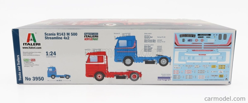 Italeri Scania 143m 500 4x2 Streamline Tractor Truck 2-assi 1994 1:24 /