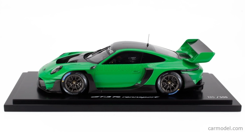 Spark-model Porsche 911 992 Gt3 R N 0 Racing Coupe 2023 - Con Vetrina - S vitrínou 1:18 zelená čierna