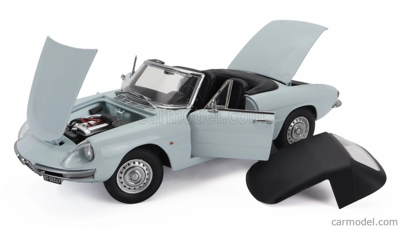 Turistické modely áut Alfa romeo Duetto Spider 1600 Coda Tonda 1966 1:18 Light Blue