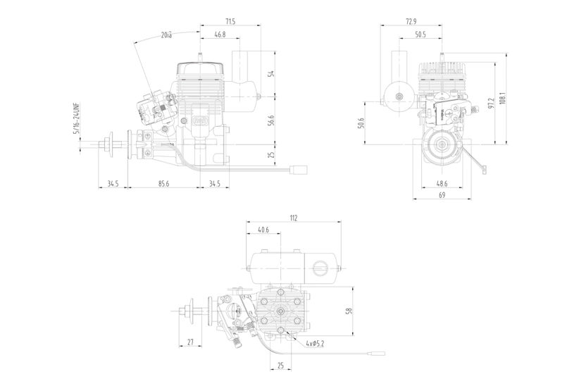 NGH GT25 Dvojtaktný benzínový motor