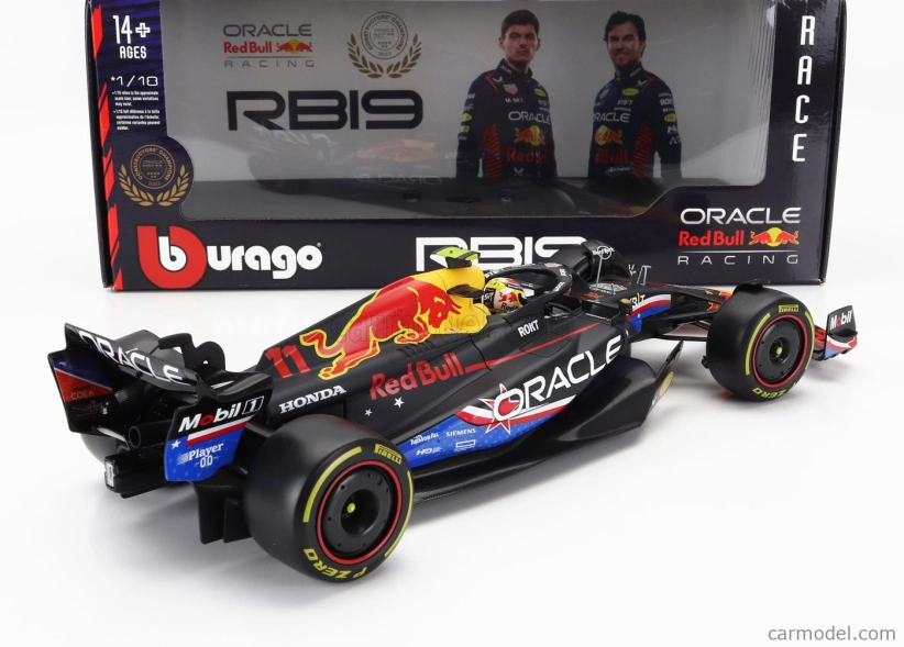 Bburago Red bull F1 Rb19 Team Oracle Red Bull Racing N 11 4th Austin Usa Gp 2023 Sergio Perez 1:18 Matt Blue