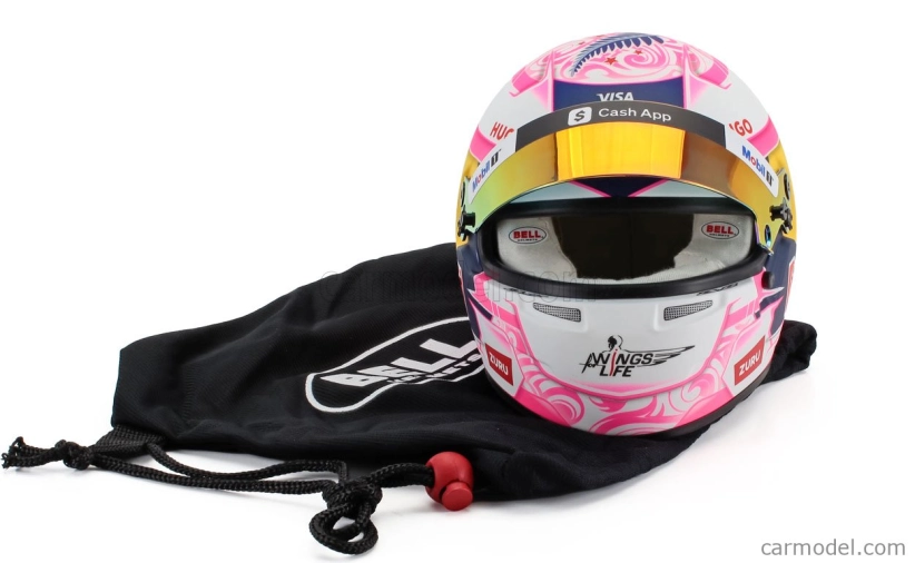 Mini helmet Bell helmet Casco Helmet F1 Liam Lawson Team Visa Cash App Racing Bulls N 30 Season 2025 1:2 Růžová Bílá Modrá