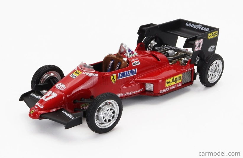 Brumm Iveco fiat Fiat Iveco 190 Truck Car Transporter Monaco Gp 1984 With 2x F1 Ferrari 126ck Turbo N 27 Michele Alboreto - N 28 Rene Arnoux + Figures And Accessories 1:43 Red