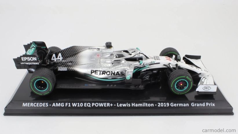 Edicola Mercedes gp F1  W10 Eq Power+ Team Amg Petronas Motorsport World Champion N 44 German Gp 2019 Lewis Hamilton - Damage Blister Box 1:24 Bílá Stříbrná Černá