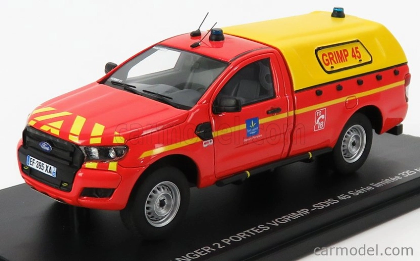 Alarme Ford usa Ranger Pick-up Uzavretý Sdis 45 Sapeurs Pompiers 2017 1:43 ČERVENÁ ŽLTÁ BIELA