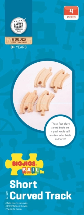 Bigjigs Rail Krátka guľatá dráha 10 cm 4 ks