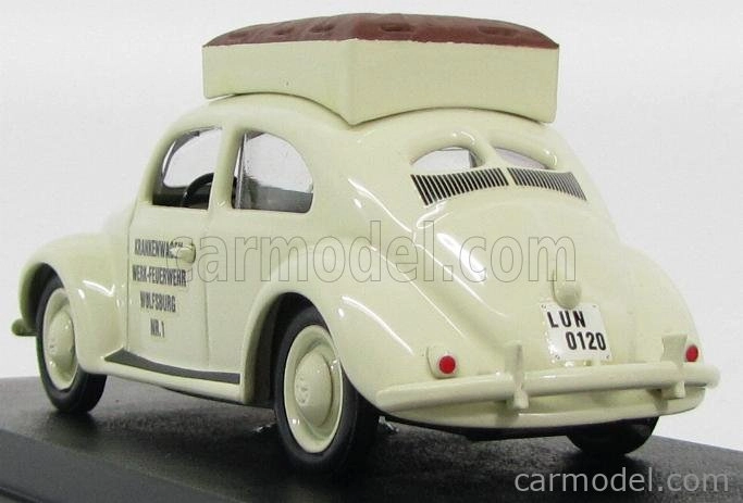 Rio-models Volkswagen Beetle Ambulance Pompieri Di Wolfsburg 1950 1:43 Biela