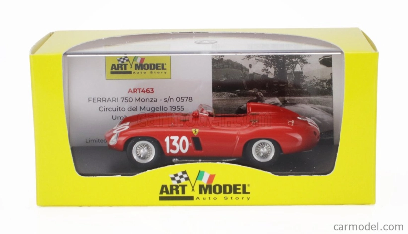 Umelecký model Ferrari 750 Monza Spider S/n.0578 N 130 Winner Circuito Del Mugello 1955 Umberto Maglioli 1:43 Red