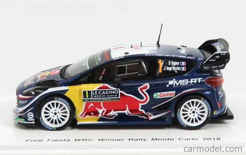 Spark-model Ford england Fiesta Wrc Team M-sport Ford Wrt N 1 Winner Rally Montecarlo 2018 S.ogier - J.ingrassia 1:43 Modrá červená žltá
