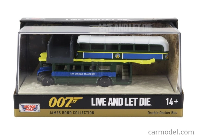Motor-max Decker Diorama - Autobus s mostom 1960 - 007 James Bond - Live And Let Die - Vivi E Lascia Morire 1:64 Modrozelená