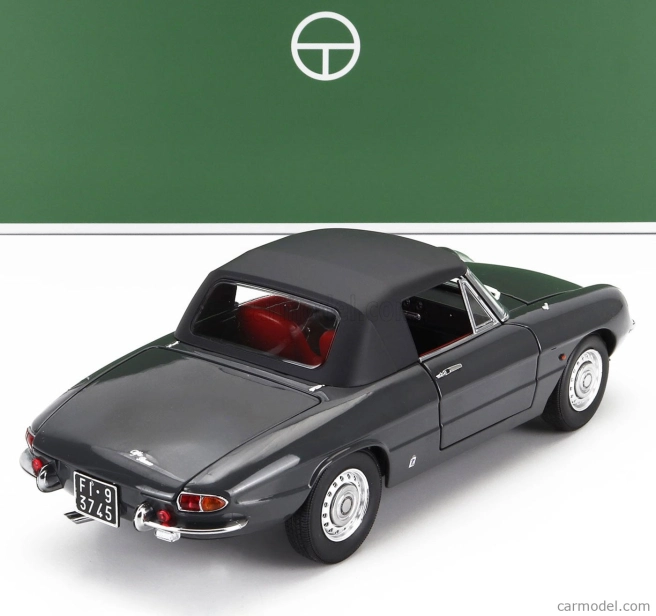 Turistické modely áut Alfa romeo Duetto Spider 1600 Coda Tonda 1966 1:18 Graphite Grey