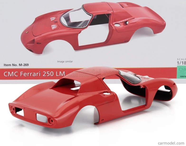 Cmc Ferrari 250lm Car Body + Rolling Chassis 1963 - Con Vetrina - With Showcase 1:18 Red