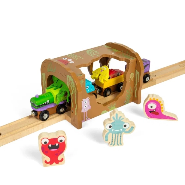 Bigjigs Rail Dřevěný tunel Příšerky