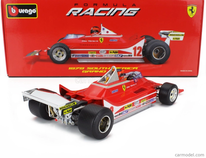 Bburago Ferrari F1  312t4 N 12 Winner South Africa Gp Kyalami (with Pilot) 1979 Gilles Villeneuve 1:18 Red