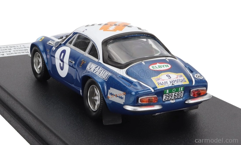 Trofeu Renault A110 Alpine (nočná verzia) N 9 2nd Rally Acropolis 1975 Tassos Livieratos (siroco) - Miltos Andrioulos 1:43 Blue Met White