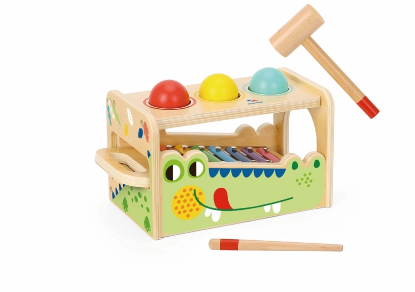 2Kids Toys Krokodíl s kolíkom a xylofónom