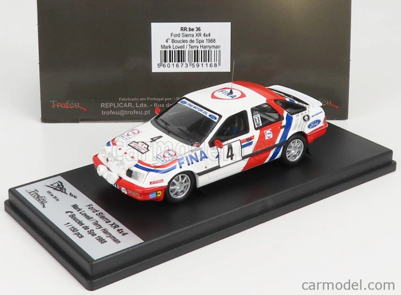 Trofeu Ford england Sierra Xr 4x4 Team Fina (night Version) N 4 Boucles De Spa 1988 M.lovell - T.herryman 1:43 Bílá Červená Modrá