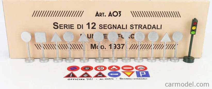 Officina-942 Accessories Segnali Stradali + Semaforo - Traffic Signs And Traffic-lights 1:76 /