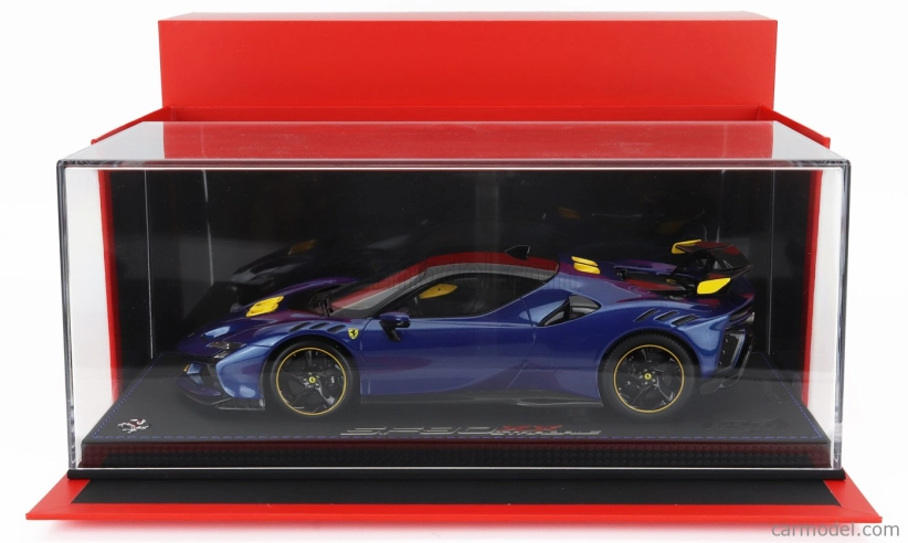 Bbr-models Ferrari Sf90 Xx Stradale 2024 - Con Vetrina - With Showcase 1:18 Blu Tour De France - Modrá Met Žlutá Černá