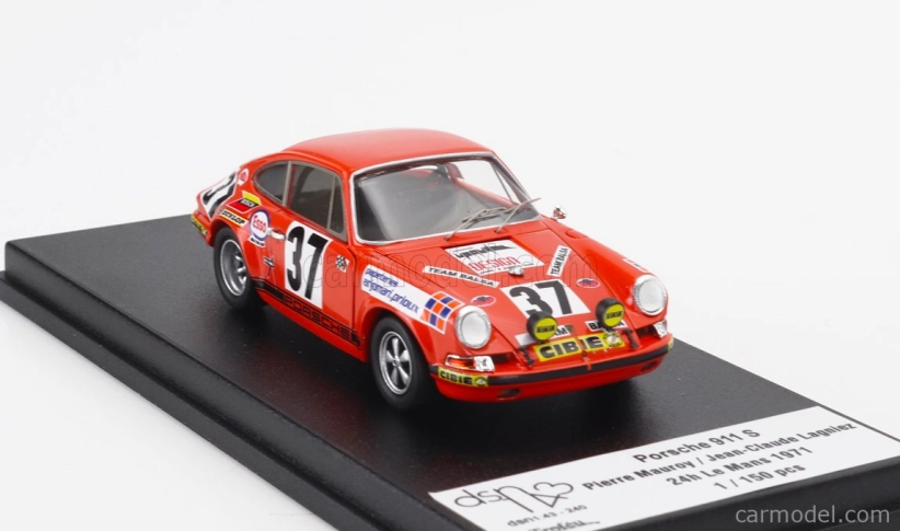 Trofeu Porsche 911s 2.4l Coupe Team P.mauroy N 37 24h Le Mans 1971 Pierre Mauroy - Jean Claude Lagniez 1:43 Orange