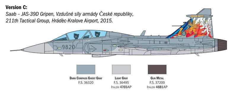 Italeri Saab Jas 39d Gripen Twin Seater Airplane Military 2011 1:48 /