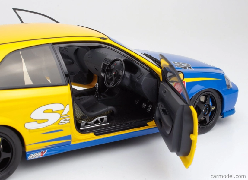 Motorhelix Honda Civic Ek9 Type R Spoon N 95 Racing With Engine And Accessories 1999 1:18 Modrá Žlutá