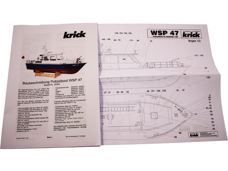 RC stavebnica Krick policajný čln WSP47 kit