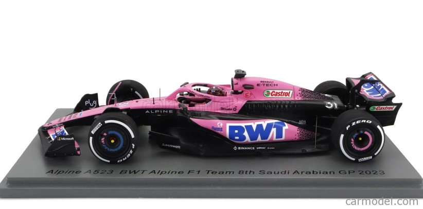 Spark-model Renault F1 A523 Team Bwt Alpine N 31 Sezóna 2023 Esteban Ocon 1:43 Ružová Modrá