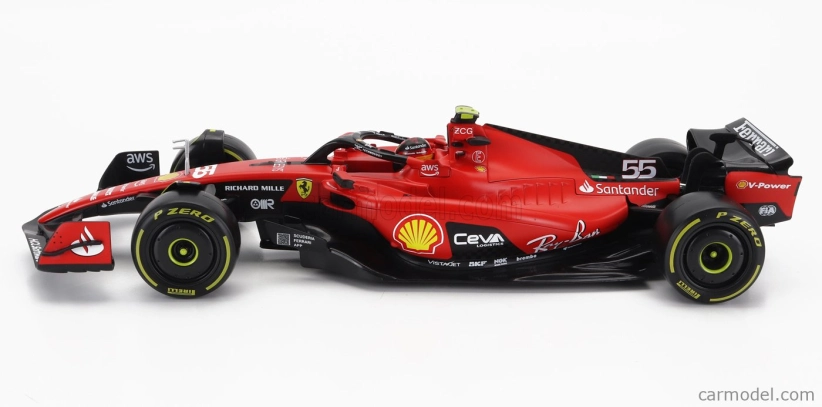Bburago Ferrari F1 Sf-23 Team Scuderia Ferrari N 55 2023 Carlos Sainz 1:18, červená