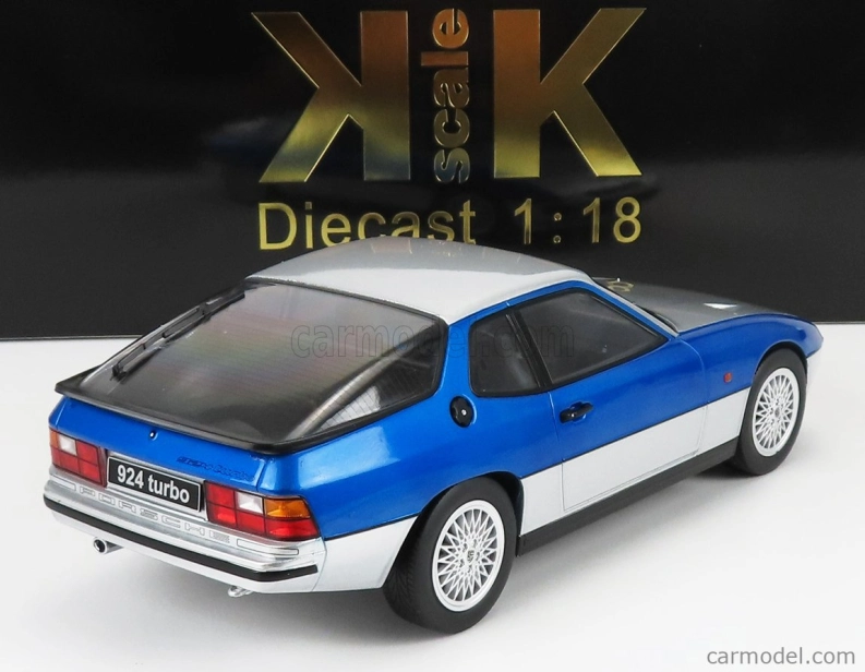 Porsche 924 Turbo Coupe 1986 v mierke 1:18, strieborná modrá met.
