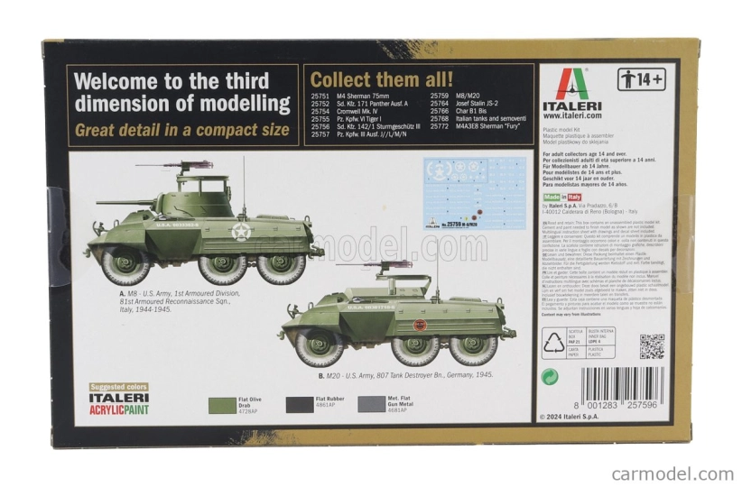Italeri Ford usa M20 Armored Utility Car Usa Tank 1944 1:56 /