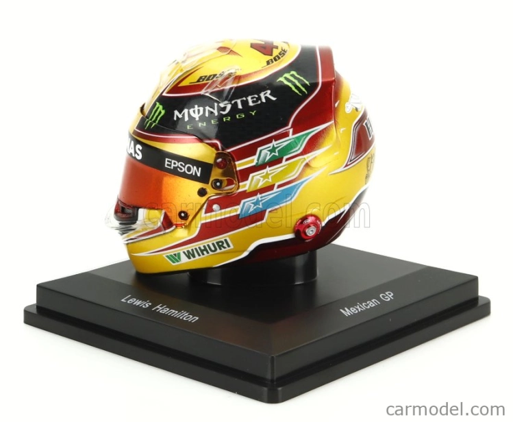 Spark-model prilby Bell Casco Helma F1 Lewis Hamilton Majster sveta Team Amg Petronas W08 N 44 Winner Mexico Gp 2017 1:5 Yellow