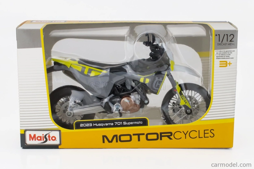 Maisto Husqvarna Husky 701 Supermoto 2023 1:12 čierna žltá