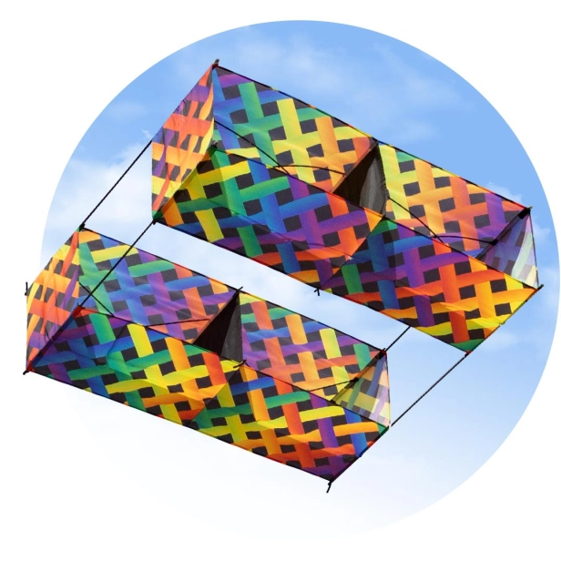 Létající drak Hargrave Box Kite Rainbow Mesh