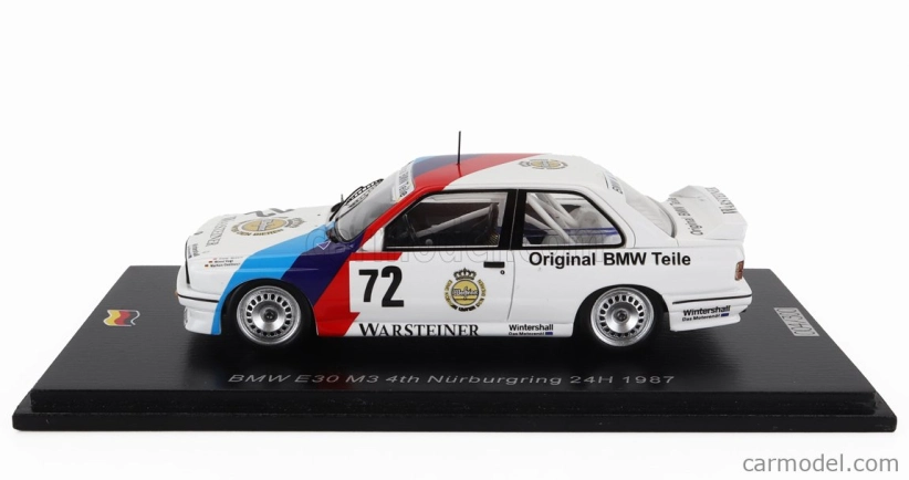 Spark-model BMW 3-series M3 (e30) Team Bmw Motorsport N 72 24h Nurburgring 1987 Dieter Quester - Markus Oestreich - Winfried Vogt 1:43 Bílá Modrá Červená