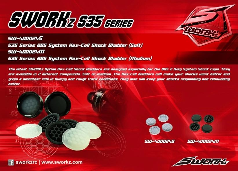 SWORKz BBS System vrchné membrány olejových tlmičov, plásty, MEDIUM, 4 ks