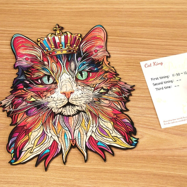 RoboTime Drevené puzzle Cat King