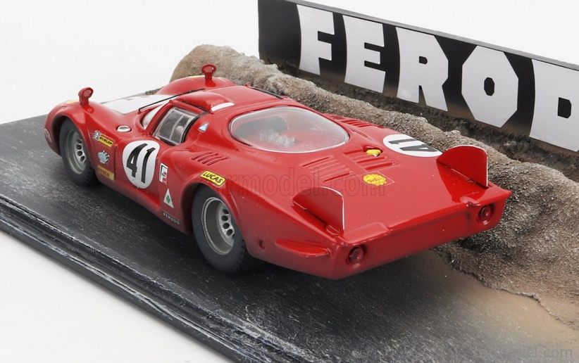 Najlepšie modely Alfa romeo Diorama - 33/2 Long Tail Team Autodelta N 41 24h Le Mans 1968 Nino Vaccarella 1:43 Červená Biela