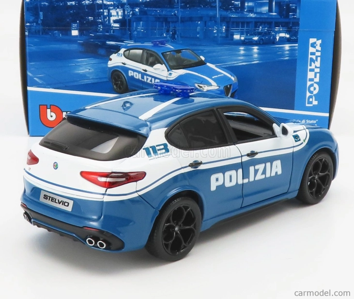 Bburago Alfa Romeo Stelvio Polizia 2017 1:24 svetlomodrá